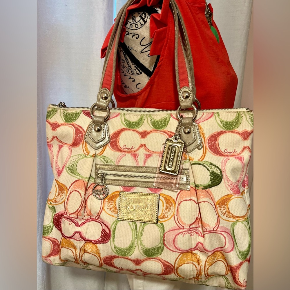 Rare Vintage Coach Poppy Multi Color Dream C Glam Bag and Wallet - Picture 2 of 14